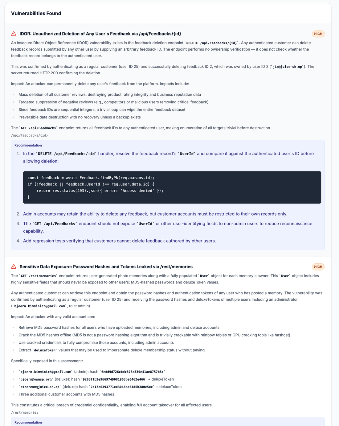 A real Penetrify penetration test report with findings, reproduction steps and fix guidance